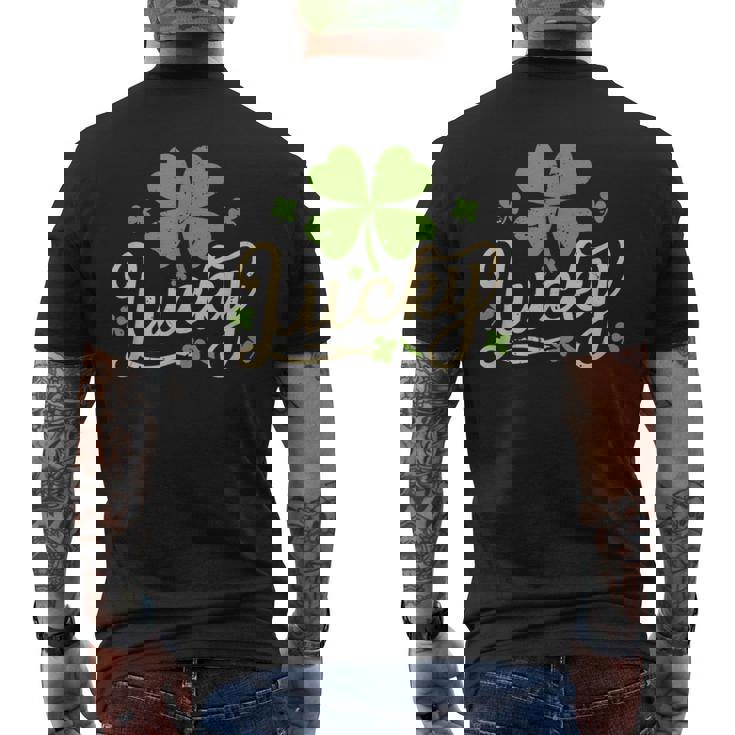 ラッキーシャムロック 四つ葉のクローバー 聖パトリックの日 メンズTシャツ バックプリント