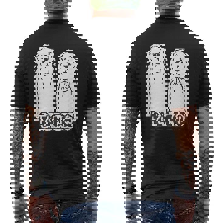 ラッコ《ともだち・かい と かお》2匹 シンプル イラスト【どうぶつフレンズ】動物 ゆるくて かわいい キャラクター メンズTシャツ バックプリント