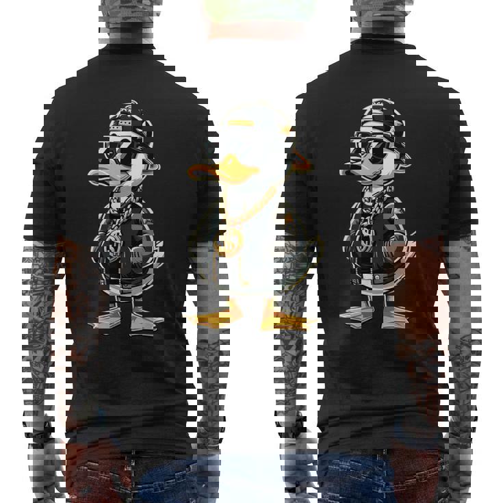 ラッパー スタイルの黄色いアヒルの子 ヒップホップ アヒルの子 メンズTシャツ バックプリント