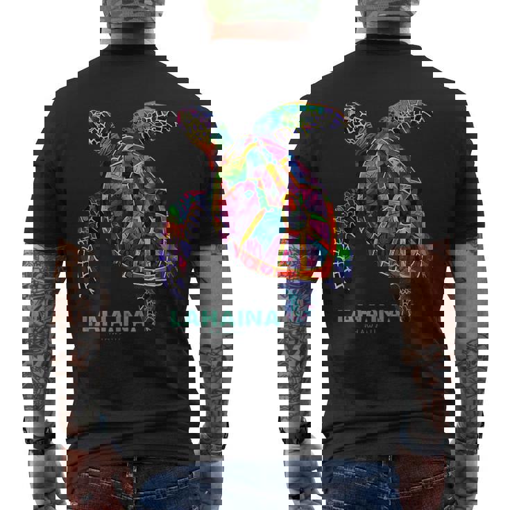 ラハイナ マウイ ハワイ ティー ダイビング バケーション サーフィン ウミガメ メンズTシャツ バックプリント