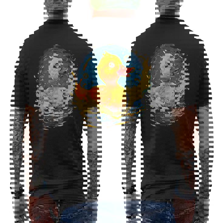 ラバーアヒル 水泳 お絵かき 水彩 ゴム ア メンズTシャツ バックプリント