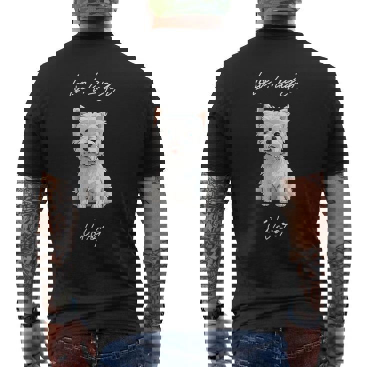 ラブ・ラフ・ウーフ-ウェスティ-ウエスト・ハイランド・テリア メンズTシャツ バックプリント