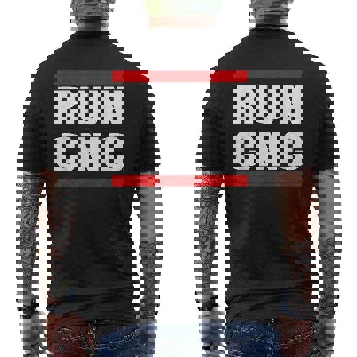 ラン Cnc マシニング メカニック Cnc フライスカッター プログラマー メンズTシャツ バックプリント