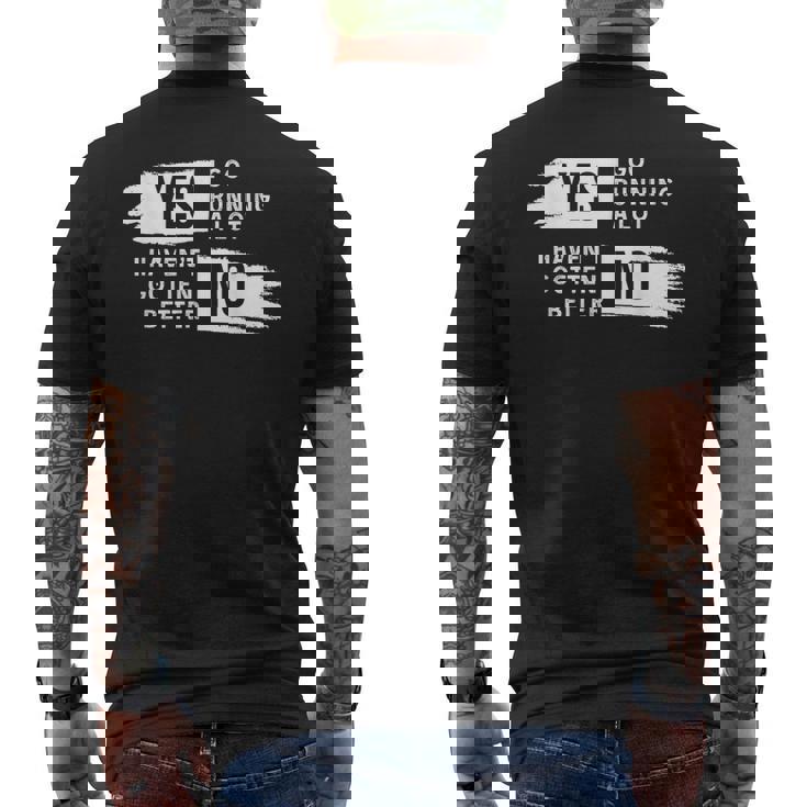 ランニング愛好家 ユーモア スローガン ランナー用 メンズTシャツ バックプリント