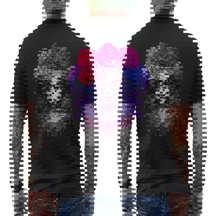 ラ・カトリーナ、ディア・デ・ロス・ムエルトス メキシコの死者の日 メンズTシャツ バックプリント