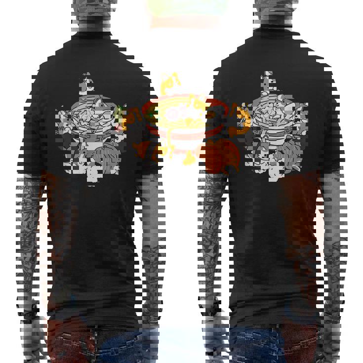 ラーメン寿司ウェルシュ・コーギー・ペンブローク犬 メンズTシャツ バックプリント