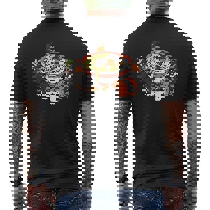 ラーメン寿司ダックスフント犬 メンズTシャツ バックプリント