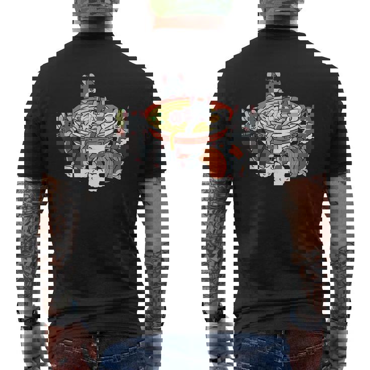 ラーメン寿司チンチラペット メンズTシャツ バックプリント