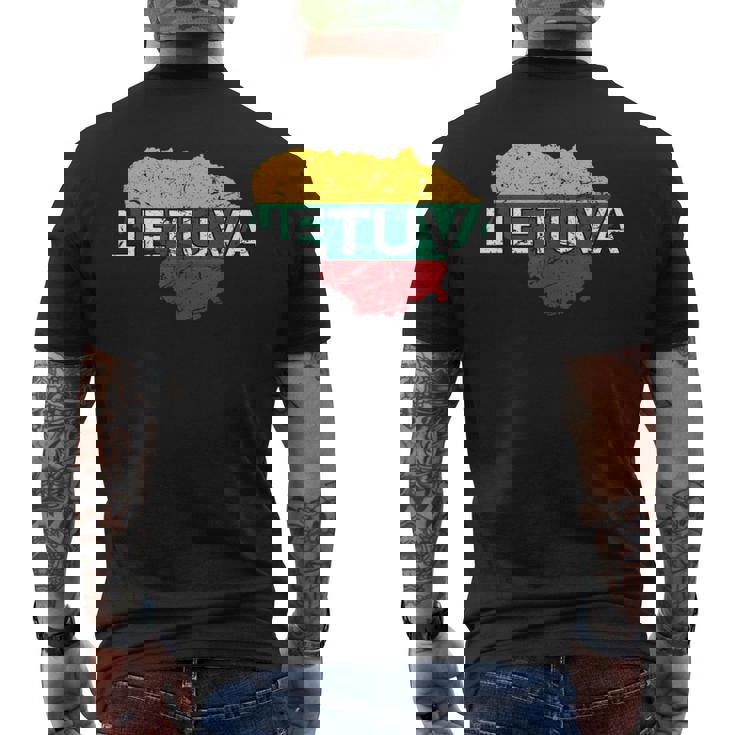 リトアニア国旗 Lietuva アンティーク調 メンズ レディース キッズ メンズTシャツ バックプリント