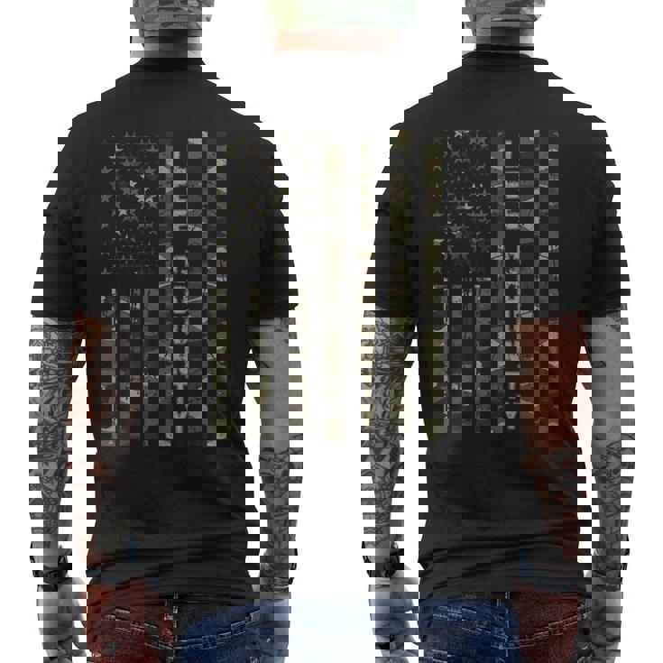 リー郡 アメリカ合衆国 アンティーク調迷彩 米国旗付き メンズTシャツ バックプリント