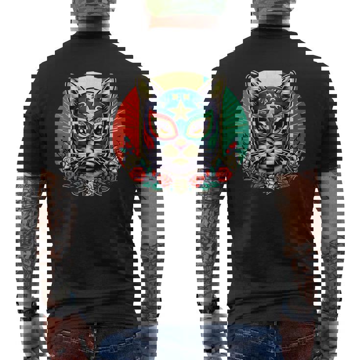 ルチャ リブレ クールキャットマスク ルチャドールマスク メンズTシャツ バックプリント