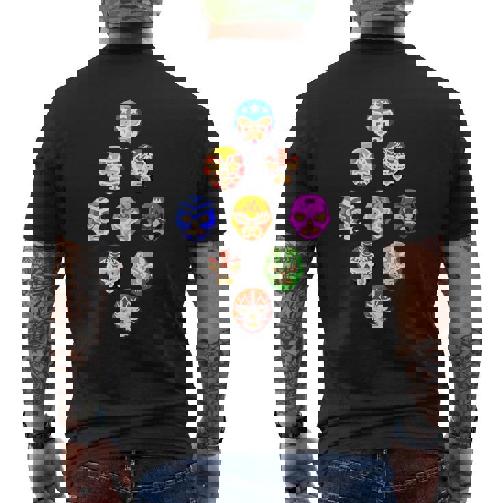 ルチャリブレまたはメキシカンレスリング マスクまたはルチャドール メンズTシャツ バックプリント