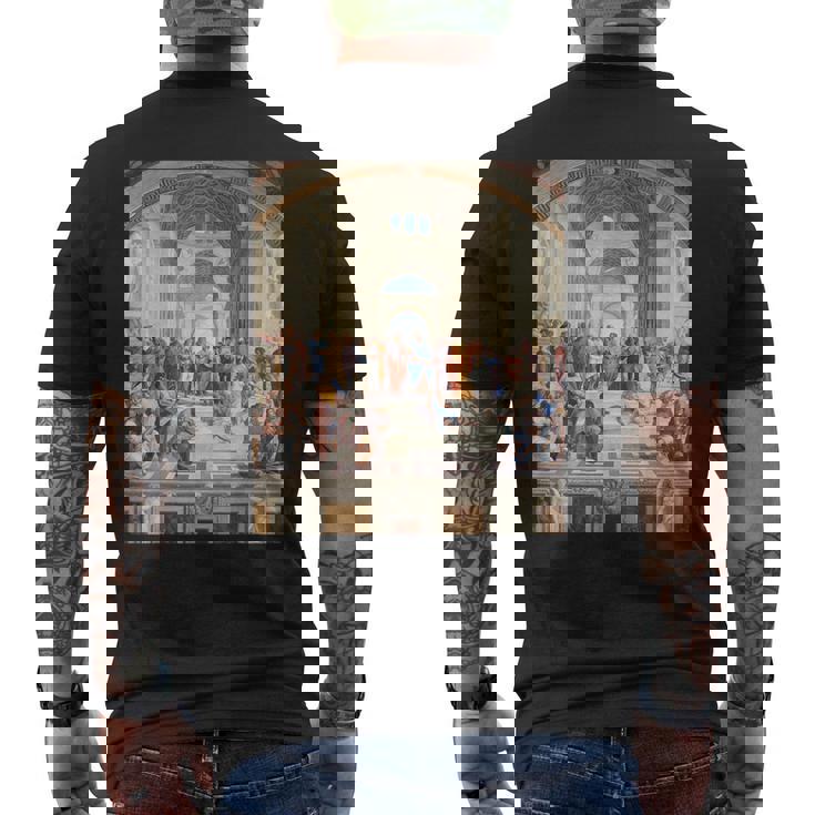 ルネッサンス名画 アテネの学校 メンズTシャツ バックプリント