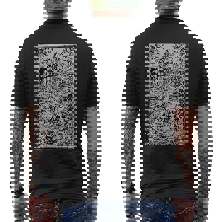 ルーカス・クラナッハによる人狼の攻撃 ゴシック グランジー オカルトアート メンズTシャツ バックプリント