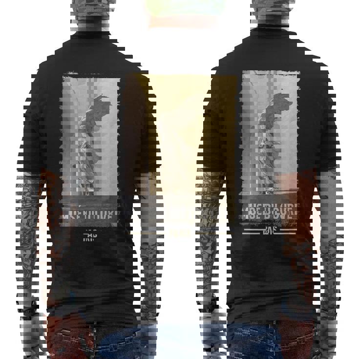 ルーヴル美術館 パリ フランス 翼のある勝利 筆プリント メンズTシャツ バックプリント