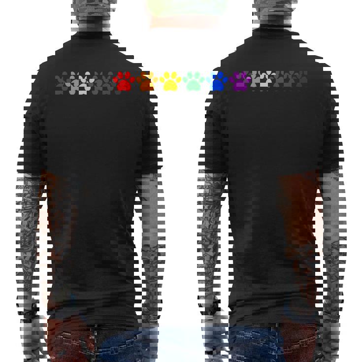 レインボー肉球 Lgbtq プライド ミニマル メンズTシャツ バックプリント