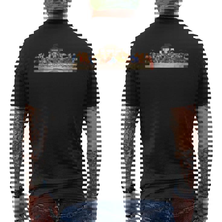 レオナルド・ダ・ヴィンチによる最後の晩餐ルネッサンスの絵画 メンズTシャツ バックプリント