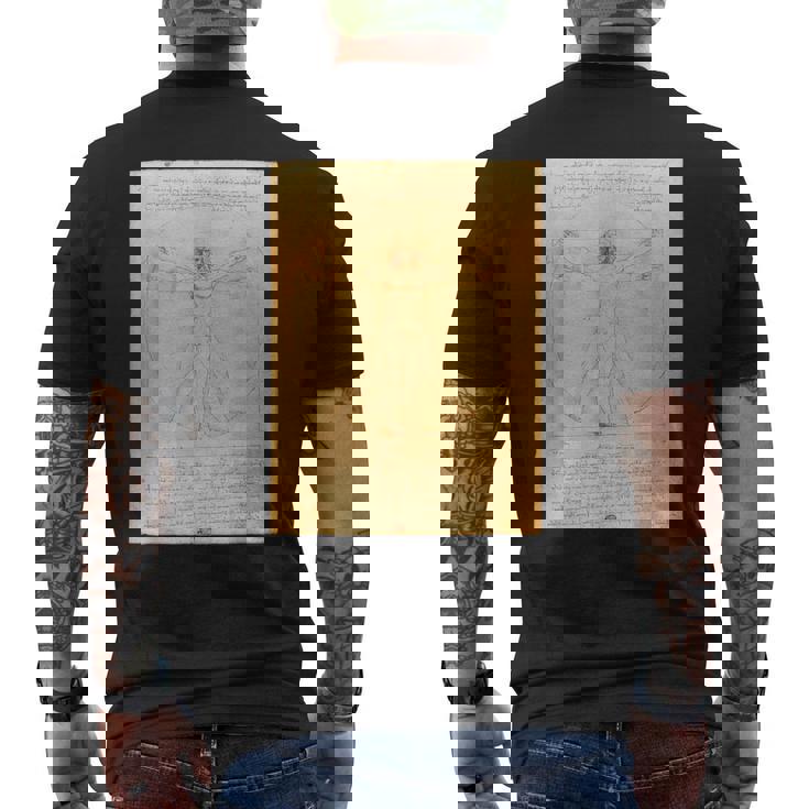 レオナルド・ダ・ヴィンチのウィトルウィウス人 メンズTシャツ バックプリント