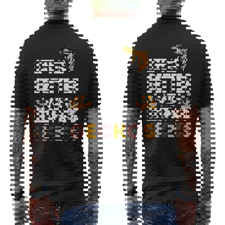 レオパード・ゲッコー愛好家 レオパード・ゲッコーと一緒なら人生はもっと楽しくなる メンズTシャツ バックプリント