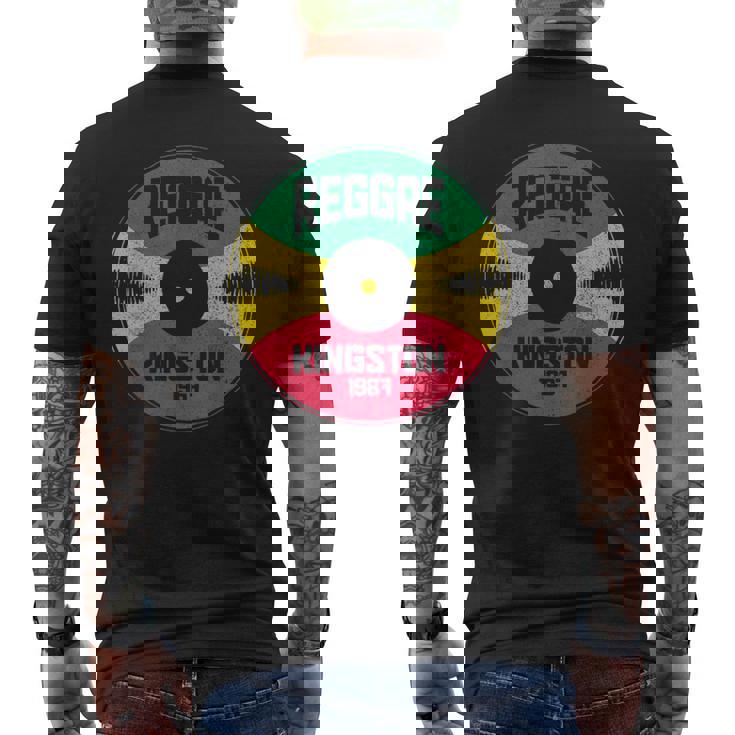 レゲエ ミュージック ビニールレコード キングストン ジャマイカ ヴィンテージ ジャマイカ メンズTシャツ バックプリント