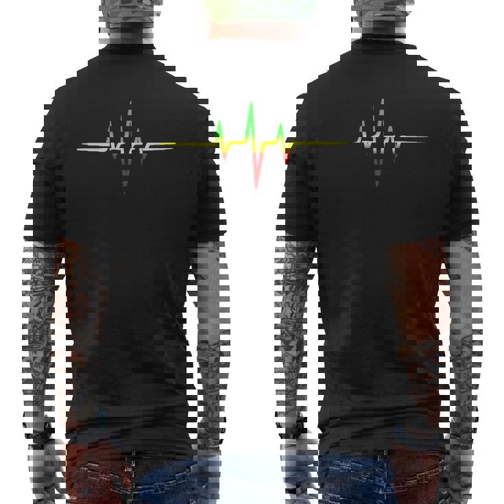 レゲエミュージックパルス周波数アフリカジャマイカラスタファリ メンズTシャツ バックプリント