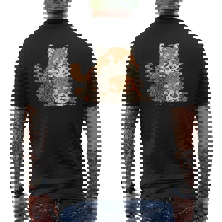 レッサーパンダ かわいい パンダ おもしろ 動物 アート イラスト メンズTシャツ バックプリント