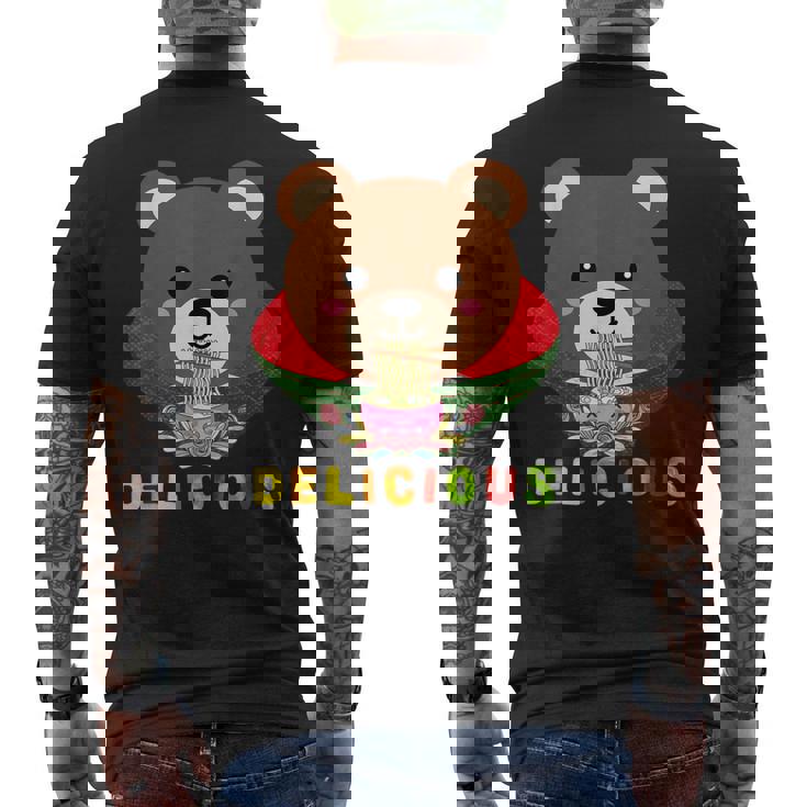 レッサーパンダ食べるラーメン5 メンズTシャツ バックプリント