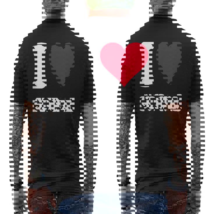 レッドハート I Love Gunnar メンズTシャツ バックプリント