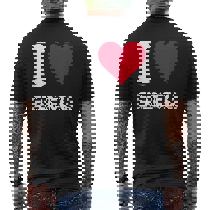 レッドハート I Love Haruka メンズTシャツ バックプリント