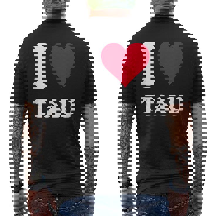 レッドハート I Love Tau メンズTシャツ バックプリント