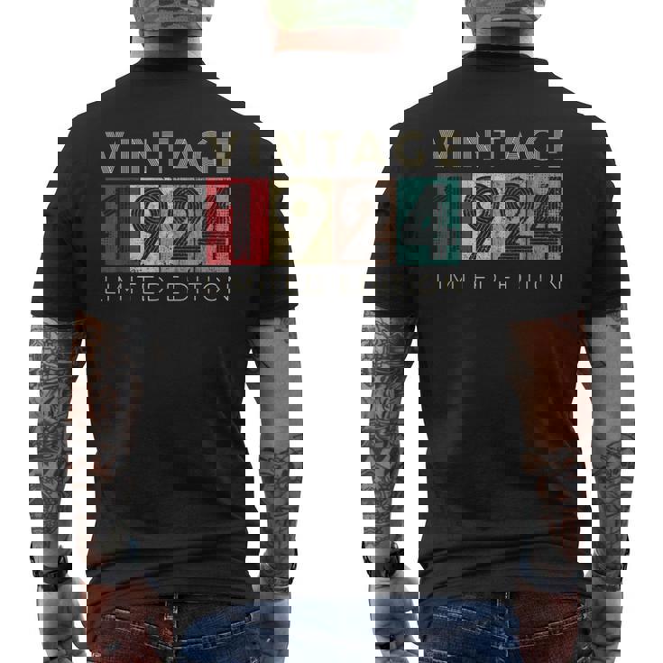 レトロ 99歳 ヴィンテージ 1924 限定版 99歳の誕生日 メンズTシャツ バックプリント