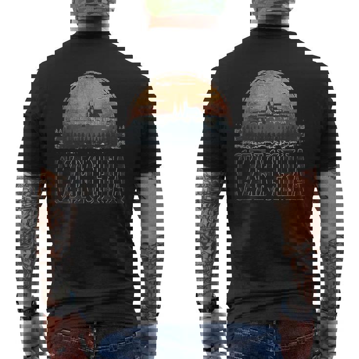 レトロ チェコ 風景 ヴィンテージ お土産 メンズTシャツ バックプリント