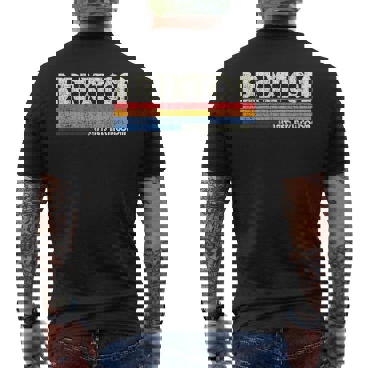 レトロ ヴィンテージ 70年代 80年代スタイル ブリクストン、イギリス メンズTシャツ バックプリント