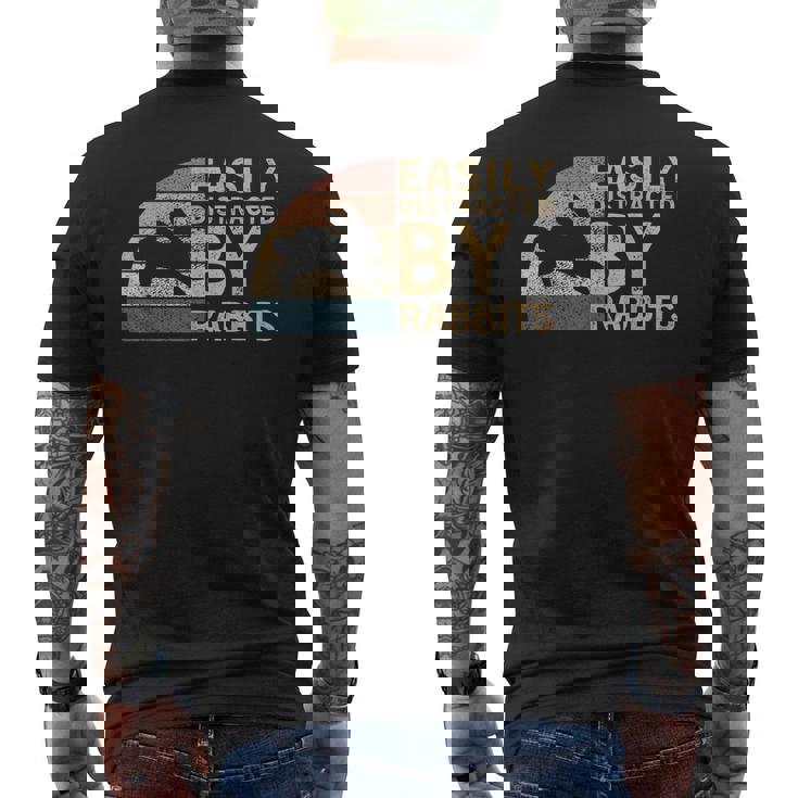 レトロ ヴィンテージ Easy Distracted By Rabbits Bunnies Lover メンズTシャツ バックプリント