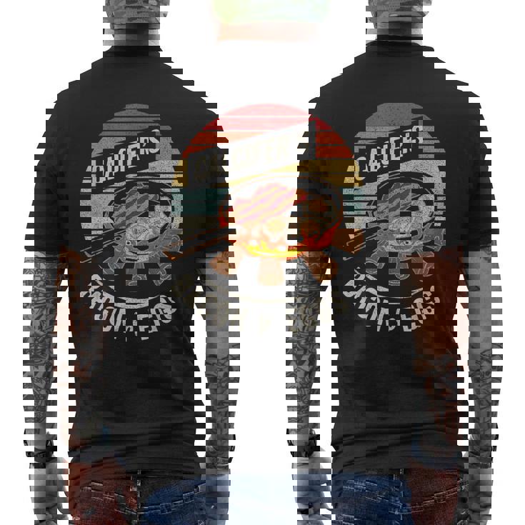 レトロ ヴィンテージ カルシファーのベーコンと卵料理 食品愛好家 メンズTシャツ バックプリント