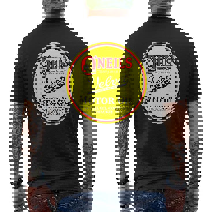レトロ ヴィンテージ ガソリンスタンド オニールズ モーターオイル 車 バイク ガレージ メンズTシャツ バックプリント
