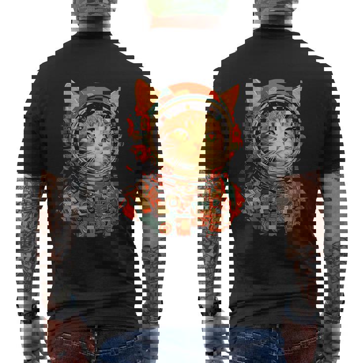 レトロ 宇宙飛行士 猫 メンズTシャツ バックプリント