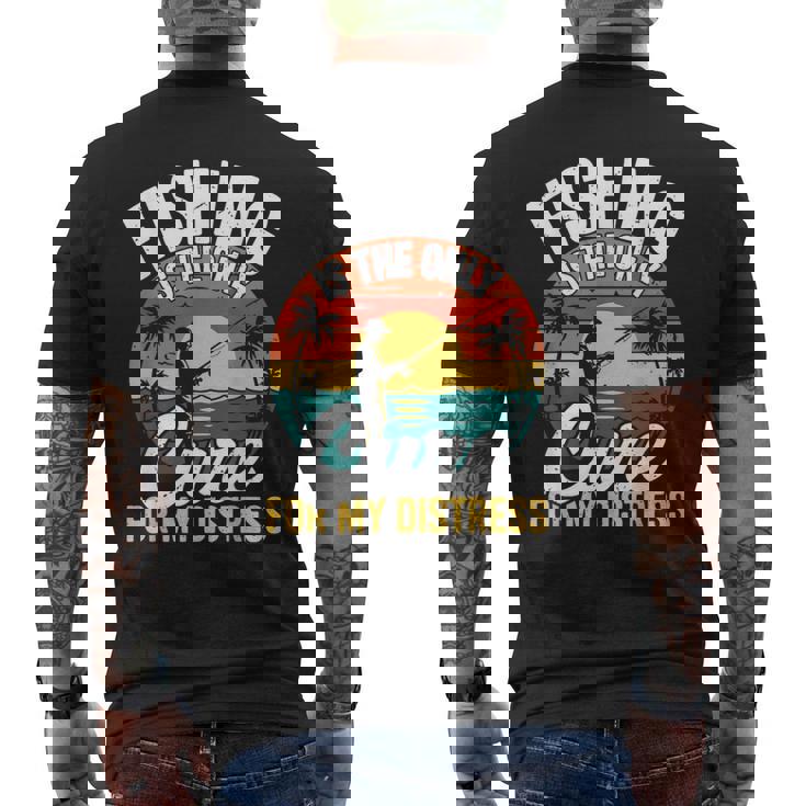 レトロ 釣り療法 メンタルヘルス ストレス解消 フィッシャーマン メンズTシャツ バックプリント