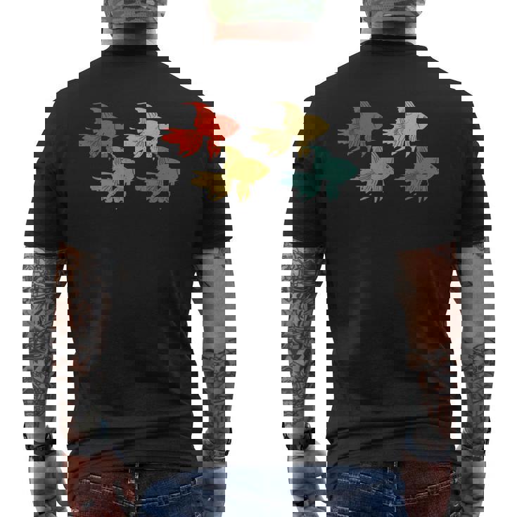 レトロ 魚 金魚 水族館 水 動物 メンズTシャツ バックプリント