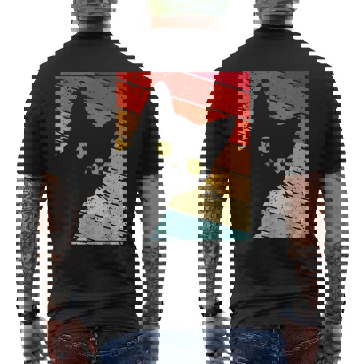 レトロな黒猫、ヴィンテージスタイルの黒猫。 メンズTシャツ バックプリント