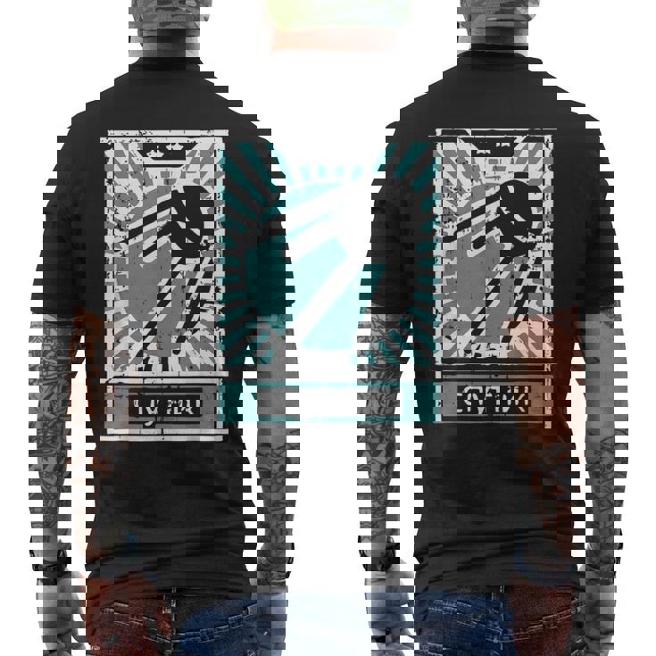 レトロソビエトプロパガンダスプートニクソ連ロシア語 メンズTシャツ バックプリント