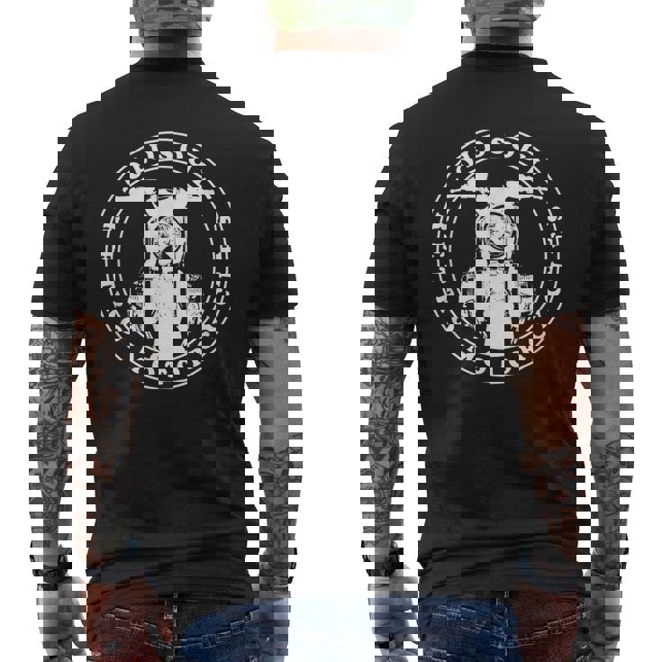 レトロバイク R Ninet フロントビュー レタリング付き メンズTシャツ バックプリント