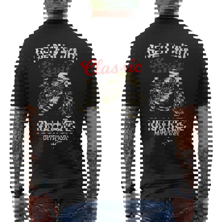 レトロマン島ttレースヴィンテージバイクレース メンズTシャツ バックプリント