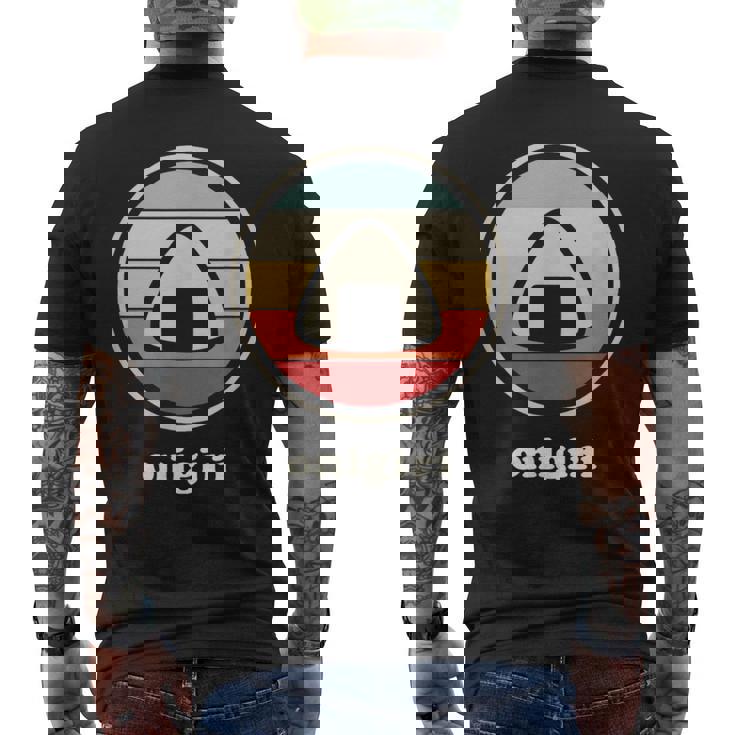 レトロヴィンテージ-日本食&カワイイアニメおにぎり メンズTシャツ バックプリント