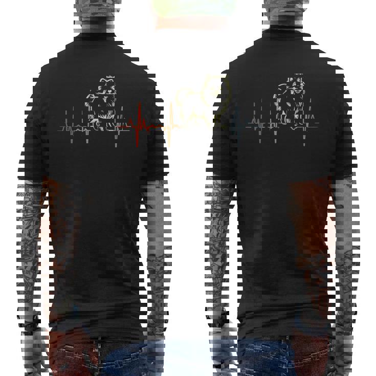 レトロ・ハートビート・ポメラニアン心電図 メンズTシャツ バックプリント