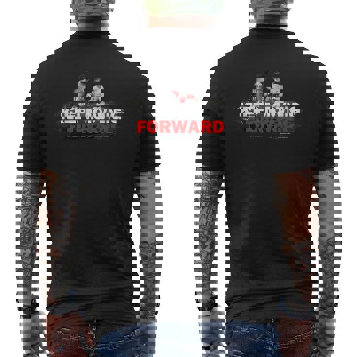 ロッキーは前に進み続けろ メンズTシャツ バックプリント