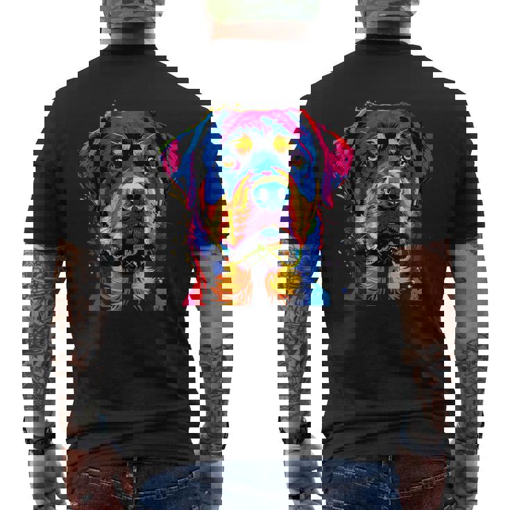 ロットワイラー 犬 カラフル ポップアート 犬の誇り ロットワイラー メンズTシャツ バックプリント