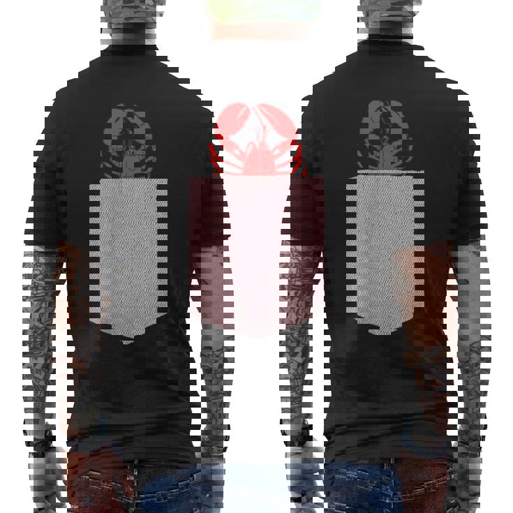 ロブスターデザイン-かわいいポケットアニマルロブスター メンズTシャツ バックプリント