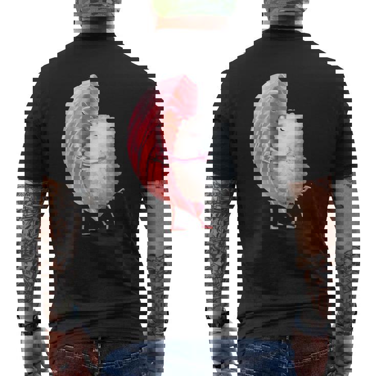 ロマンチック ピンク まぐろ 寿司 ハグ&キス 日本食通 メンズTシャツ バックプリント