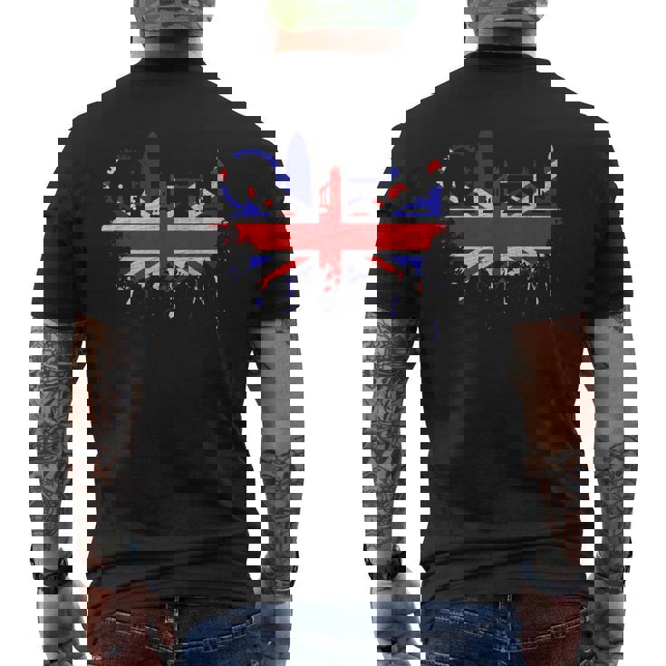 ロンドン スカイライン イギリス 愛 ユニオンジャック イギリス国旗 メンズTシャツ バックプリント